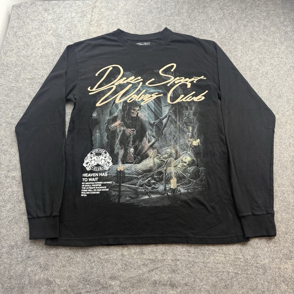 Darc Sport Wolves Forever Heaven Has To Wait Shirt Mens L Reaper Graphic Gym